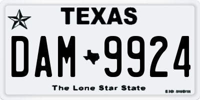 TX license plate DAM9924