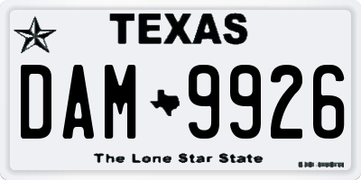 TX license plate DAM9926