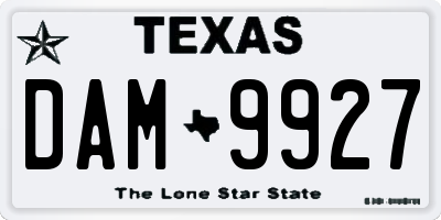 TX license plate DAM9927