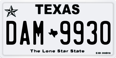 TX license plate DAM9930