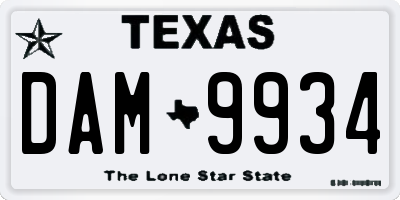 TX license plate DAM9934