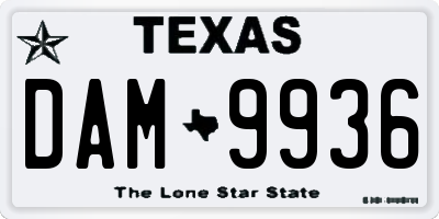 TX license plate DAM9936