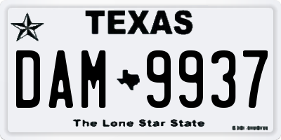 TX license plate DAM9937