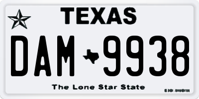 TX license plate DAM9938