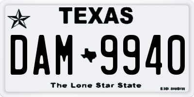 TX license plate DAM9940