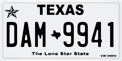 TX license plate DAM9941