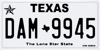 TX license plate DAM9945