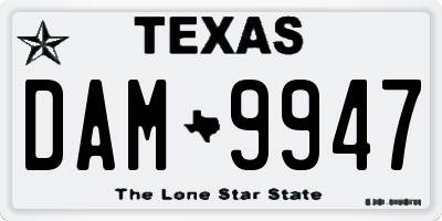 TX license plate DAM9947