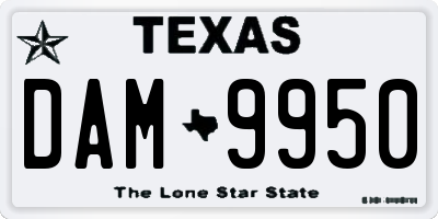 TX license plate DAM9950