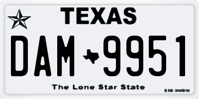 TX license plate DAM9951
