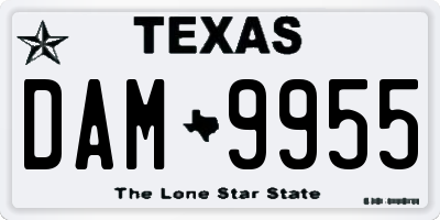 TX license plate DAM9955