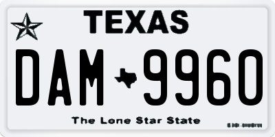 TX license plate DAM9960