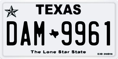 TX license plate DAM9961