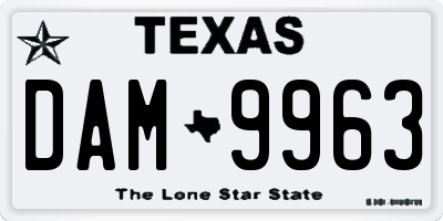 TX license plate DAM9963