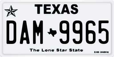 TX license plate DAM9965