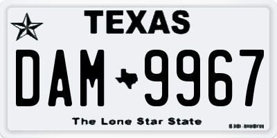 TX license plate DAM9967