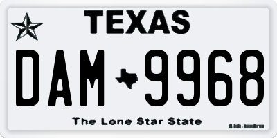 TX license plate DAM9968