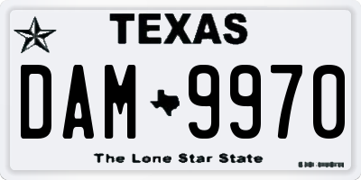TX license plate DAM9970