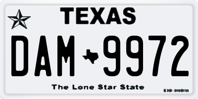 TX license plate DAM9972