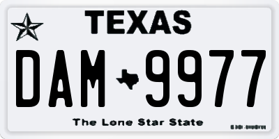 TX license plate DAM9977