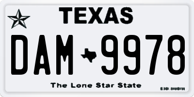 TX license plate DAM9978
