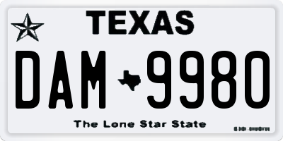 TX license plate DAM9980