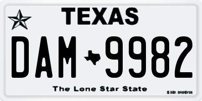 TX license plate DAM9982