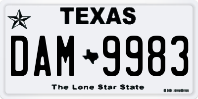 TX license plate DAM9983