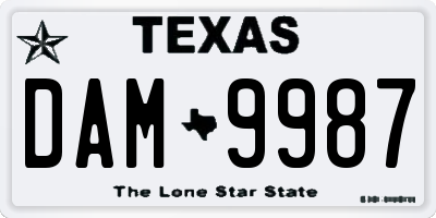 TX license plate DAM9987