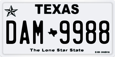 TX license plate DAM9988