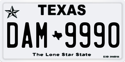 TX license plate DAM9990