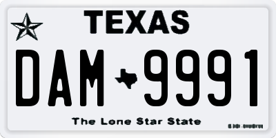 TX license plate DAM9991