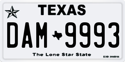 TX license plate DAM9993