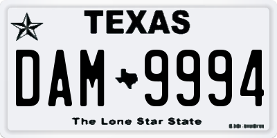 TX license plate DAM9994