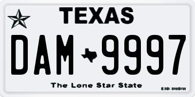 TX license plate DAM9997