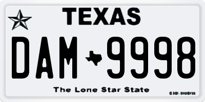 TX license plate DAM9998