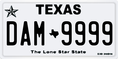 TX license plate DAM9999