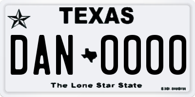TX license plate DAN0000