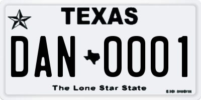 TX license plate DAN0001