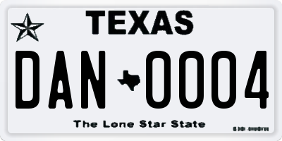 TX license plate DAN0004