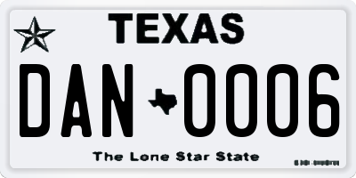 TX license plate DAN0006