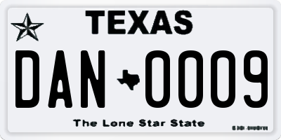 TX license plate DAN0009
