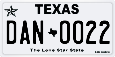 TX license plate DAN0022