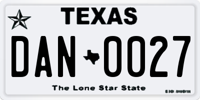 TX license plate DAN0027