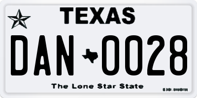 TX license plate DAN0028