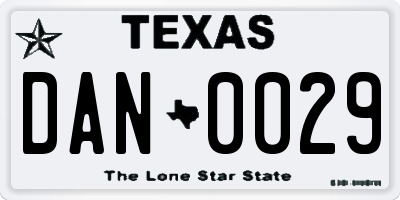 TX license plate DAN0029