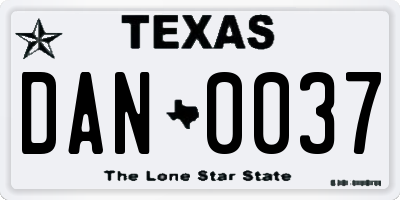 TX license plate DAN0037