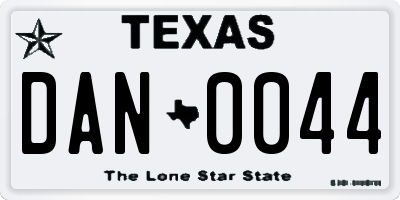 TX license plate DAN0044
