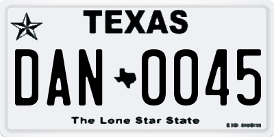 TX license plate DAN0045