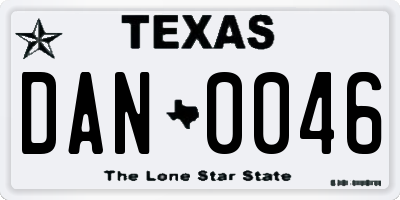 TX license plate DAN0046
